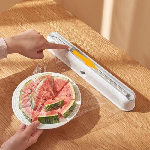 Cutter Foil Cling Film Wrap Dispenser Punch-free Fixing Food Wrap Dispenser Plastic Sharp Cutter Storage Holder Kitchen Tools