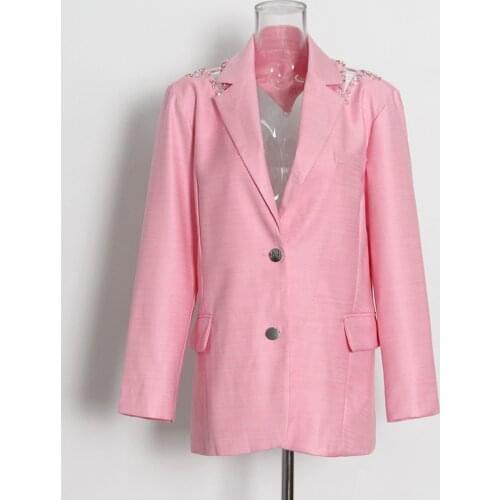 Beading Luxury Girl Pink Sweet Loose Plus Size Loving Girl Street Fashion Coat 2021 Autumn Winter Tide Lothing Vestido Korean