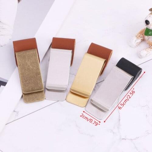Handmade Leather Stainless Steel Pen Holder Clip Journal Notebook Paper Folder P9YA