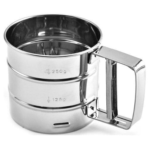 Stainless Steel Flour Sieve Cup Powder Sieve Mesh Kitchen Gadget for Cakes Hand-Screened Sugar Mesh Sieve Baking Sieve Strainer