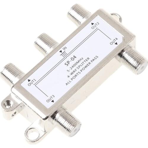 4 Way Splitter Satellite Antenna TV 5-2400MHz Coax Cable HDTV Satellite