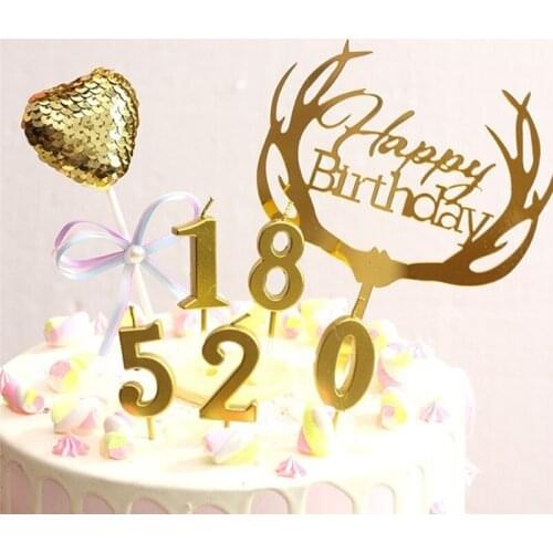 Number Birthday Candle 1 2 3 4 5 6 7 8 9 0 Gold Kids Birthday Anniversary Candle For Cake Party Supplies Decoration Cake Candles