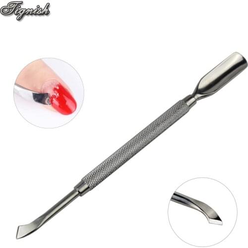 Tignish 1Pc Nail Cuticle Pusher Stainless Steel UV Gel Polish Remover Double Sided Finger Dead Skin Push Cutter Manicure Tool