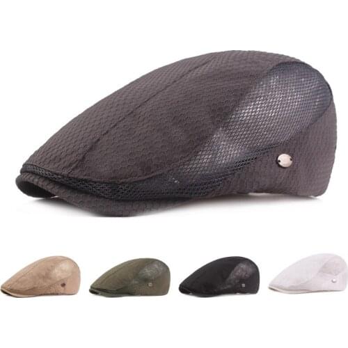 Spring Mens Hat Men Women Mesh Summer Style Berets Caps Cotton Gatsby Cap Ivy Hat Golf Driving Sun Flat Cabbie Peaky Blinders