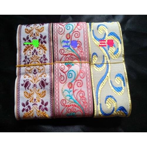 High Quality 5cmX8YD Colored dancing trees embroidery Craft Polyester Woven Jacquard Ribbon DIY Straps Belt Lace Trim