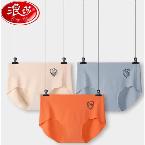 LANGSHA 3Pcs Seamless Ice Silk Women Panties Fashion Intimates Sexy Low Waist Female Comfort Underwear Cotton Crotch Lingerie