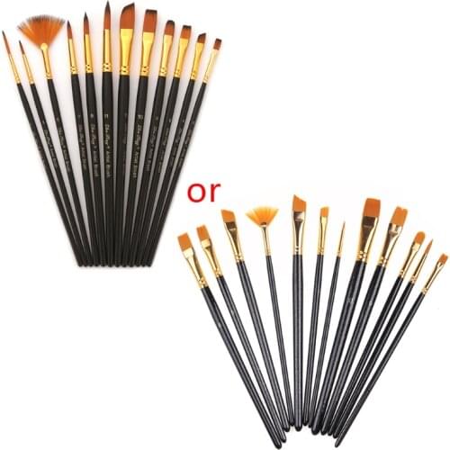 12pcs Nylon Hair Wooden Handle Watercolor Paint Brush Pen Set for DIY Oil Acrylic Painting Art Paint Brushes