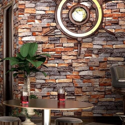 3D Stereo Embossed Imitation Stone Wallpaper Restaurant Cafe Living Room Backdrop Waterproof Thickened PVC Wall Paper Home Decor