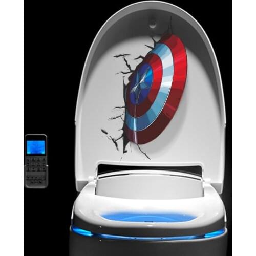 3D Vivid Captain Americas Shield Through Wall Stickers Kids Rooms Toilet Decor The Avengers Wall Decals Art PVC Mural Posters