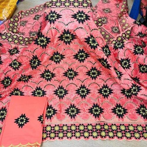 African Bazin Riche Fabric With Brode 2021 Latest Fashion Cotton Dry Embroidery Basin lace Fabric Guinea Brocade Fabrics 7yards