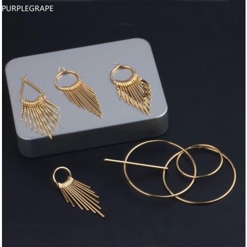 DIY jewelry accessories 18k gold plating electrochromic color fringed temperament exaggerated geometric earrings pendant 4pieces