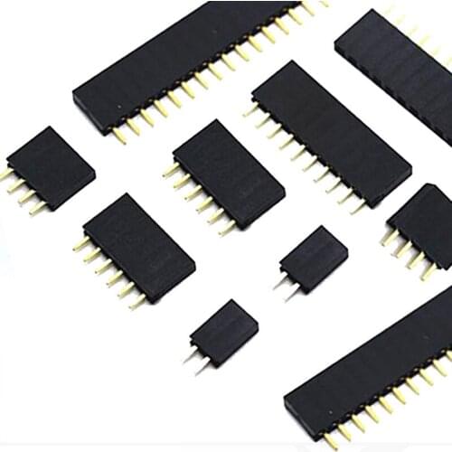 Free shipping 100PCS 2.54mm 1x5Pin 5 Pin Female Single Row Straight Header Strip Connector Socket