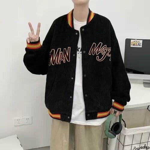 Pop College Style Baseball Jacket Long Sleeve Letter Embroidered Oversized Hip Hop Streetwear Summer Autumn Casual Men Jackets