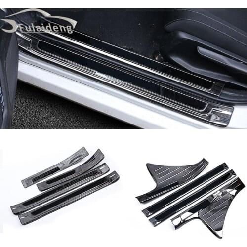 For Honda Civic 10th 2016-2019 Black titanium Door Scuff Plate Door Sill Entry Guard trim cover Car Styling Accessories