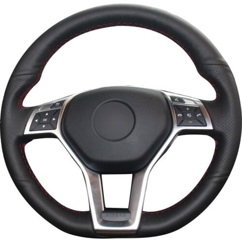 Black Synthetic Leather Car Steering Wheel Cover for Mercedes-Benz A-Class 2013-2015 CLA-Class 2013 2014 C-Class 2013 2014