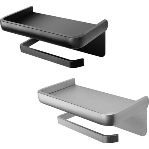 Toliet Paper Holder With Phone Shelf For Bathroom,Wall Mount Toilet Roll Dispenser With Shelf