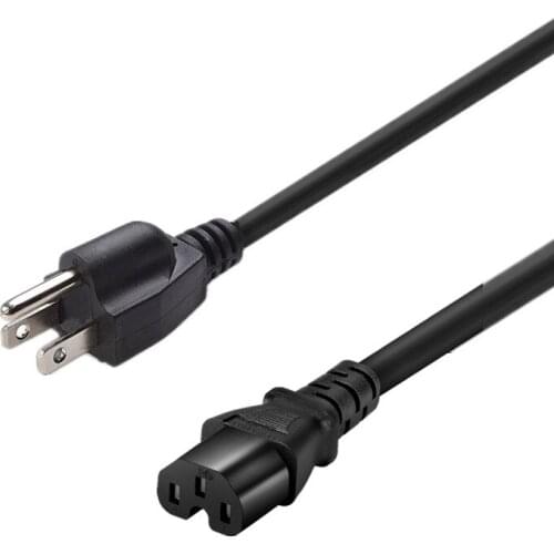 US 3 prong Power Cord NEMA 5-15P to IEC320 C15 Extension Cable For Laptop AC Adapter Lead 16AWG Power Cable, American to C15