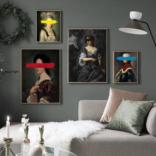 Classic Vintage Palace Posters Art Prints Masked Woman Abstract Canvas Painting Wall Decor Picture For Bedroom Living Room Decor