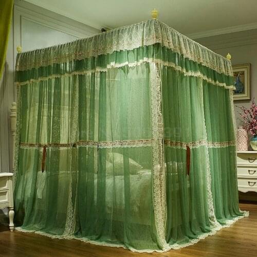 Royal Square Top European Double Red Mosquito Net Princess Three Open Doors And Ground-to-ground Marriage Double 1.5 M 1.8 M Bed