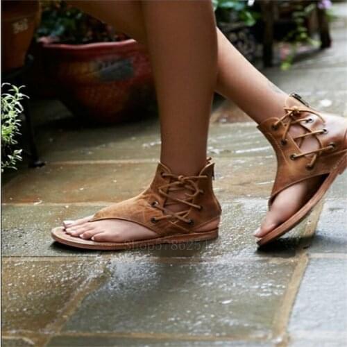 34-43 Medieval Halloween Cosplay Costume Women Men Summer Knight PU Zipper Roman Sandals Vintage Warrior Pirate Bandage Shoes