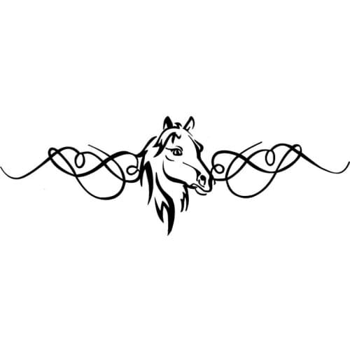 30*10.3CM Creative Horse Head With Scrolls Vinyl Reflective Car Stickers Car Door Decal Black/Silver S1-2106