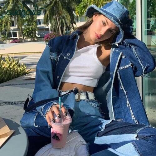 NEWDISCVRY Casual Vintage Y2K Jeans Jacket Women Patchwork Autumn Winter Coats Ladies Fashion Long Sleeve Overcoat Streetwer