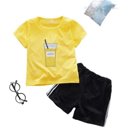 2021 Summer Boy Set Kids Girls Clothes Outfits Boys Cartoon T-Shirt Shorts Costumes Striped Pockets Short Pant Sets Outfit 2-6T