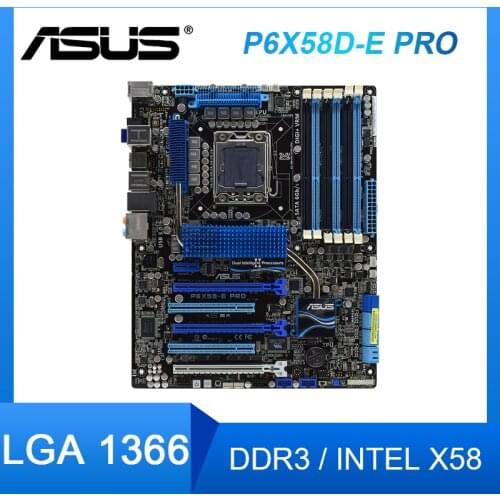 ASUS P6X58D-E PRO Desktop Intel X58 Motherboard LGA 1366 DDR3 SATA 2 3×PCI-E X16 support Core i7 Extreme cpus Motherboard