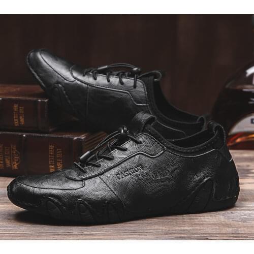 Genuine Leather Men Casual Shoes Fashion Loafers Leisure Moccasins Comfortable Mens Sneakers Male Non-slip Breathable Flat Shoes