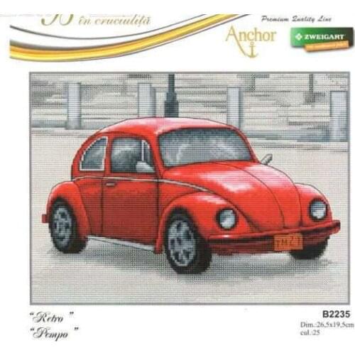 Mm Top Quality Beautiful Lovely Counted Cross Stitch Kit Red Car Retro Vehicle