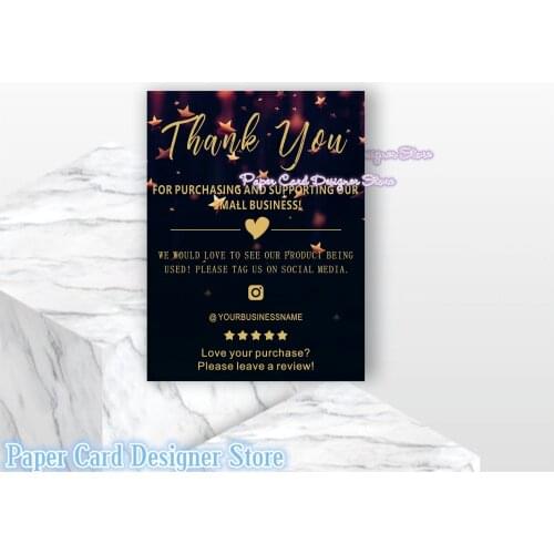 Customize Golden Glitter Business Thank You Insert card Add LOGO Modern Card Template Thank You For Your Order Packaging Card