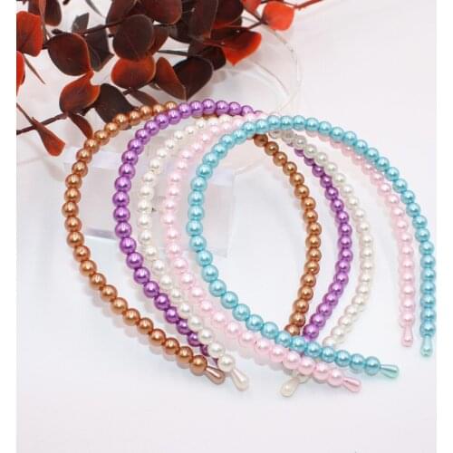 New Cute Shiny Pearl Girls Hairbands Elegant Temperament Women Solid Color Headbands Headwear Hair Accessories