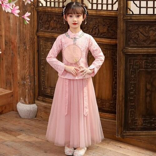 Flower Girls Dresses 2PCS Loverl Kids Chinese Cheongsam Dress Baby Girls Elegant Clothes Traditional Chinese New Year Dress
