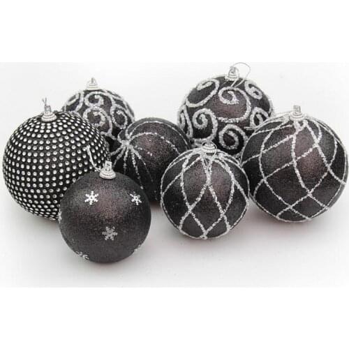 5pcs 8cm Black Round Ball Pendant For Christmas Party Holiday Tree Venue Hanging Decoration New