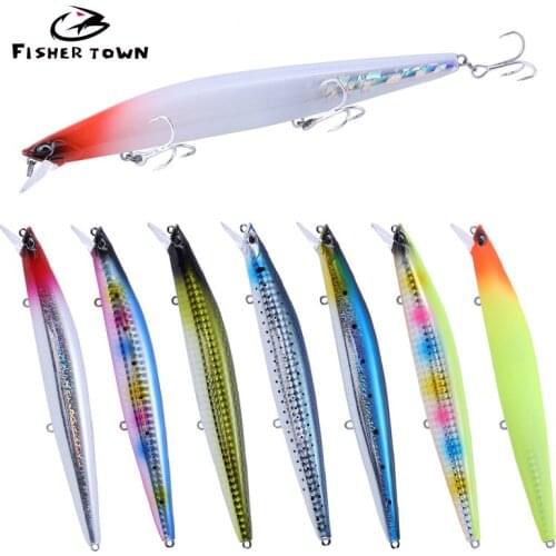 Fisher Town Long Flash Blade 16.3cm/32g Fishing Minnow Flash Lures Floatng Sea Bass Lure Bait Hard Floating Wobblers Crankbait