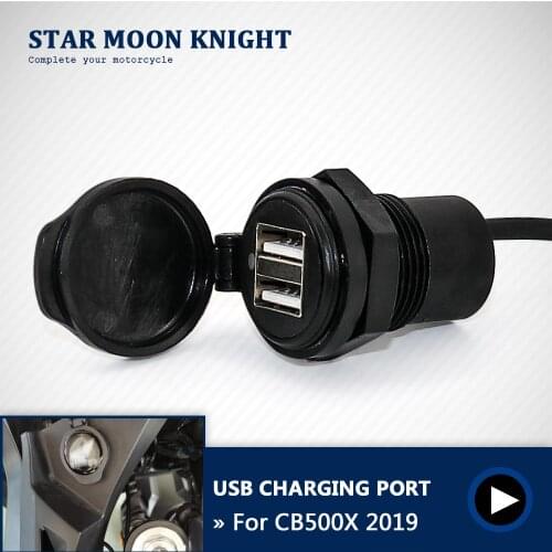 Socket Splitter 2 USB Charger Cover Car Charger with Led Light Power Adapter Motorcycle Socket Mount For Honda CB500X 2019