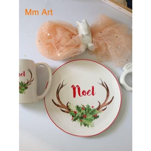 Christmas Berry Series Handmade High-Quality Ceramic Plate Mug Three-Dimensional Rabbit Ceramic Napkin Button