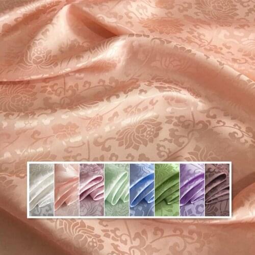 Sangbo satin silk fabric Pure silk fabrics Hanfu DIY fabric Lotus flower jacquard silk cloth