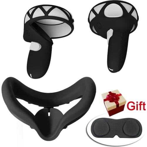 2 in 1 Silicone Controller Cover + Face Cover for Oculus Quest 2 Eye Mask Protection Pad Quest 2 Accessories wth Lens Cover Gift