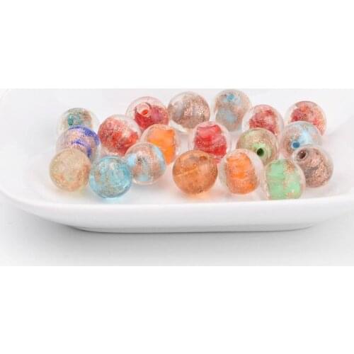 Mixed Color Round Handmade Lampwork Gold Sand Beads for DIY Making Necklaces Earrings Jewelry Accessories