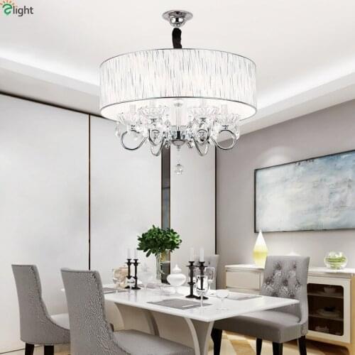 Modern Lustre Crystal Led Pendant Chandelier Lights Chrome Metal Dining Room Led Chandeliers Lighting Bedroom Led Hanging Light