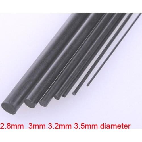 2.8mm 3mm 3.2mm 3.5mm carbon fiber bar Solid Carbon fibre rod diy model airplane stiffener Graphite Shaft Aircraft fixed rod