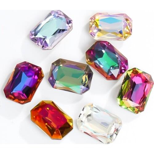 Xiaopu 8x10mm Octagon Shape Rhinestones High Quality K9 Glass Strass Rhinestones DIY Art Crafts Pointback Crystal Stones Glue On