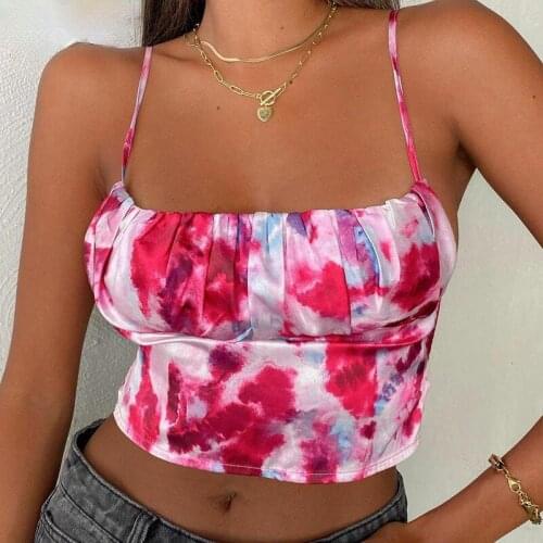 Tie Drying Backless Crop Top Women Lace Up Sexy Tank Top Summer Festival Short Satin Top