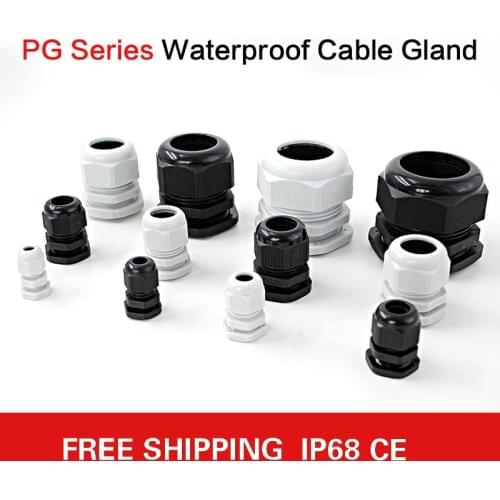 PG Series Waterproof Cable Gland Cable entry IP68 White Black Nylon Plastic Connector PG7/9/11/16 PG19/21/36/63 PG21/24/25/29