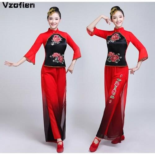 Adult Classical Yangko Dance Performance Clothes Female Fan Dance Costume Square Dance Suit New Style Hmong Hanfu for Stage