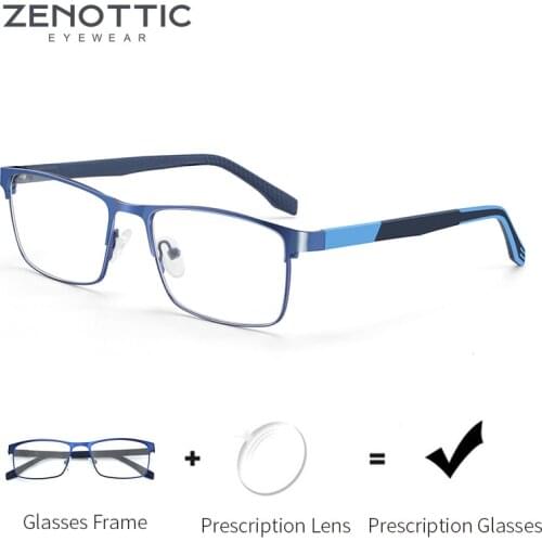 ZENOTTIC Prescription Glasses Men Metal Optical Anti-blue light Photochromic Lenses Eyeglasses Frame Myopia Progressive Eyewear