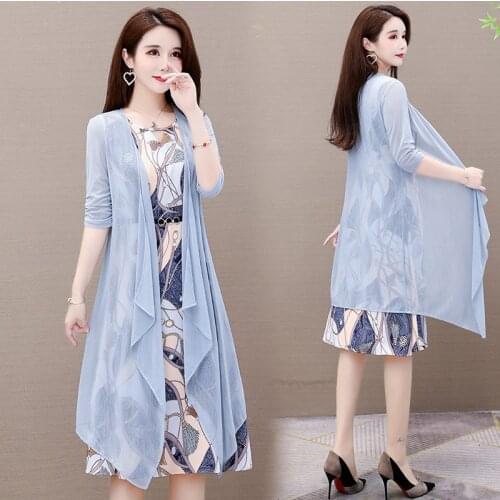 Women Suits Office Sets With Long Jacket Plus Size 2021 New Spring Summer Print Dresses Two 2 Piece Work Casual Outfits Clothes