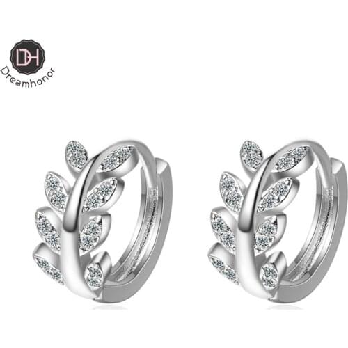 2021 Hot Sale Fashion Style 925 Silver Crystal Zirconia Rhinestone Leaves Clip Earrings For Woman Jewelry