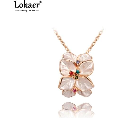 Lokaer Trendy Colorful Crystal White Glaze Pendant Necklaces Bohemia Style Choker Necklace Jewelry For Women Girls L2030022360